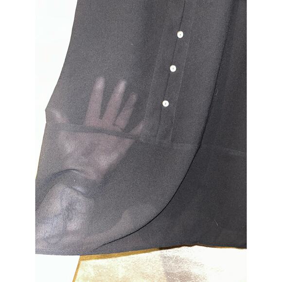 Eloquii Preppy Dark Academia Studious Sheer Black Long Sleeves Blouse Top - Picture 5 of 11